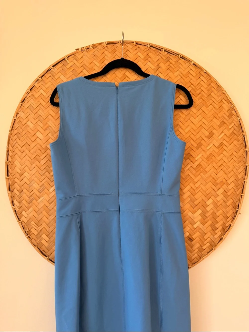 TORY BURCH CHELSEA SHEATH DRESS MONTEGO BLUE ZIPPERED ‎ POCKETS CORP-CORE MODEST